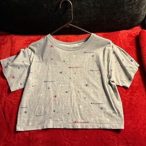 Champion Women’s Heather Gray Cropped Logo Tee